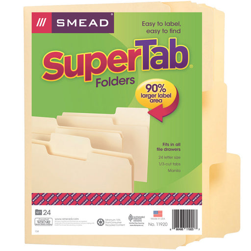 (2 Pk) Smead Manila Supertab Letter Size Folders 24 Per Pk