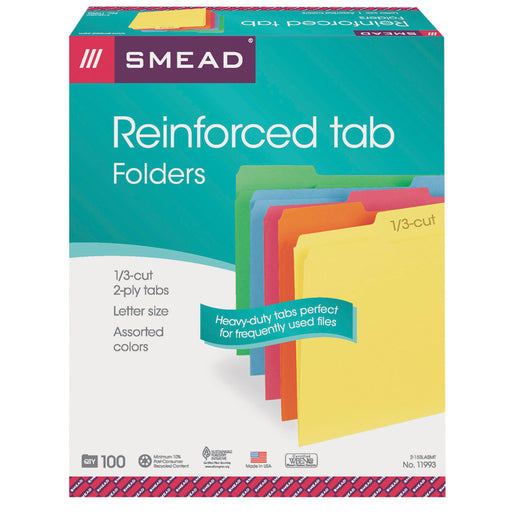 Smead 100bx Asst Colors Letter Size File Folders