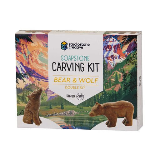 Bear & Wolf 2 Soapstone Carving Kit