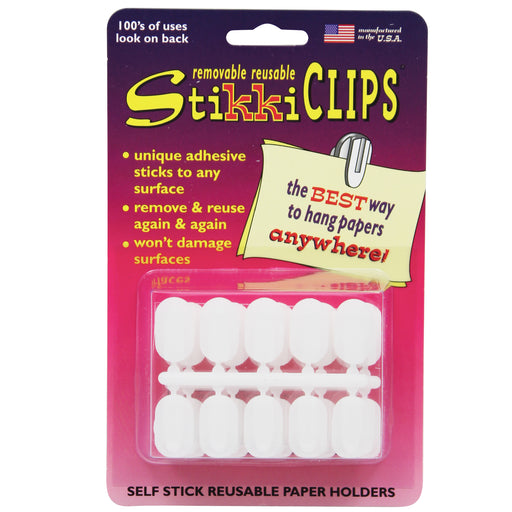 (3 Pk) Stikkiclips 30 White Clips Per Pk