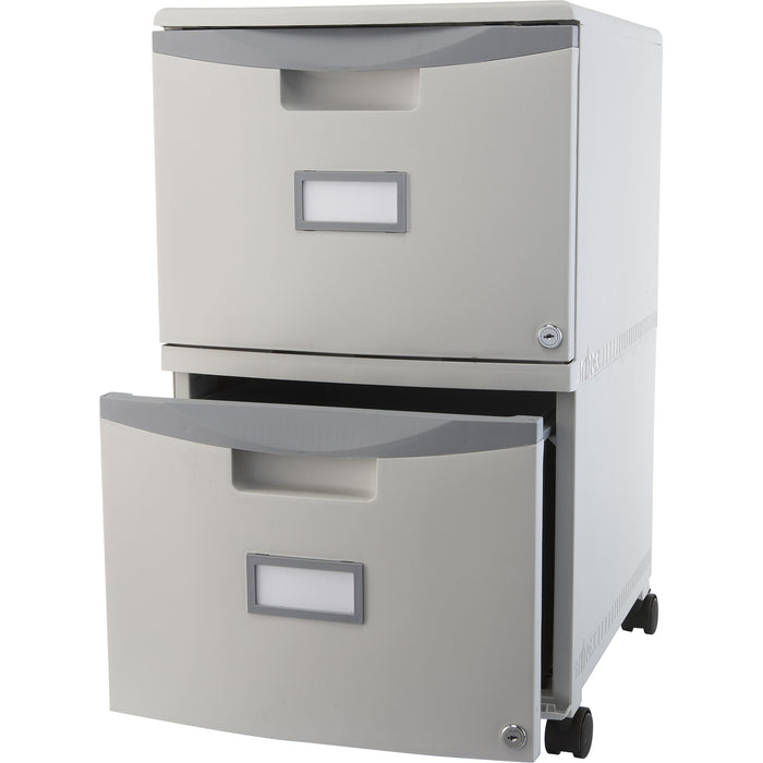2 Drawer Mobile File Cabinet with Lock, Gray