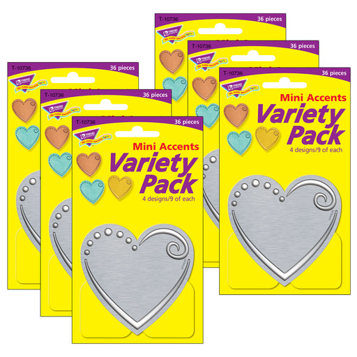 (6 Pk) Hearts Mini Accents Variety Pack I Heart Metal