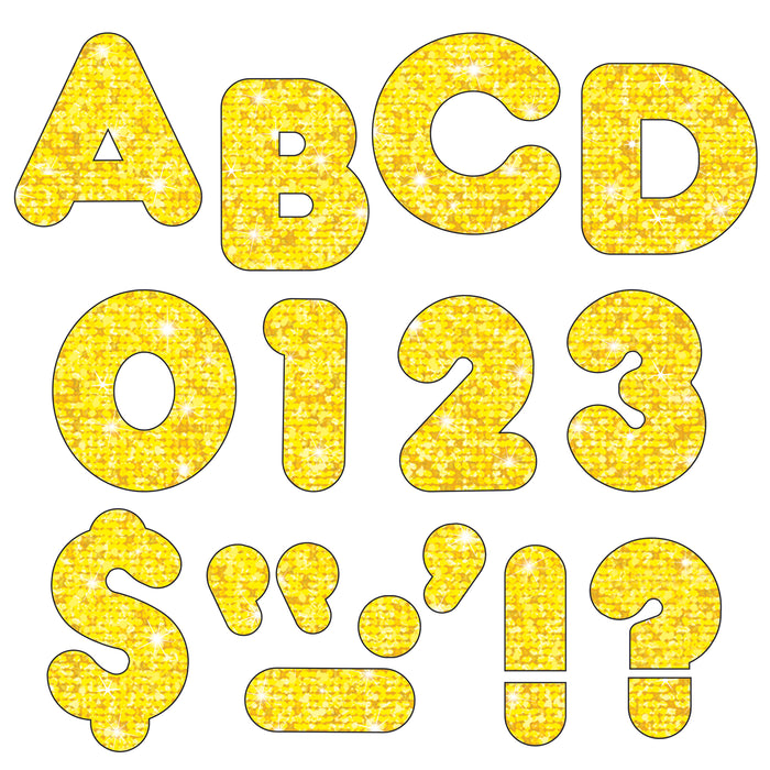 (3 Pk) Ready Letters 4in Casual Yellow Sparkle