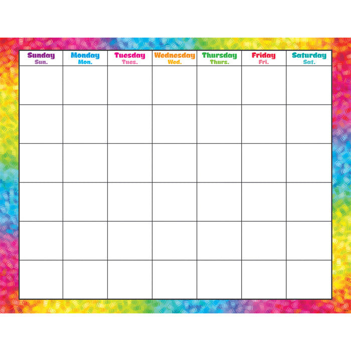 (6 Ea) Colorful Brush Strokes Monthly Wipeoff Calendar