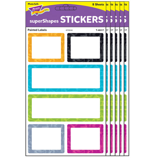 (6 Pk) Painted Labels Supershapes Stickers Large Color Harmony