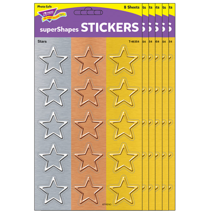 (6 Pk) Stars Supershapes Stickers Large I Love Metal