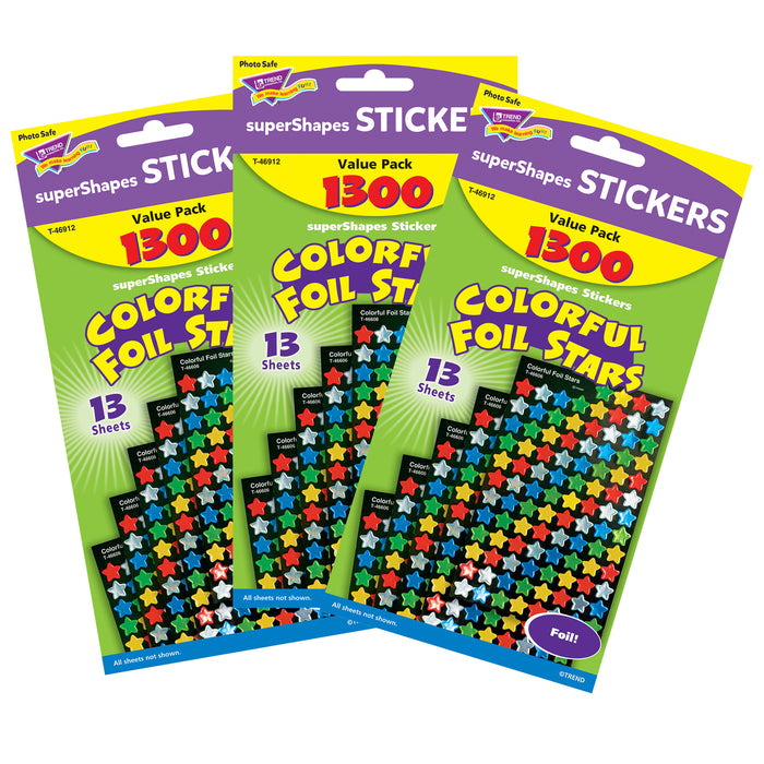 (3 Pk) Sticker Foil Stars Super Variety Pk