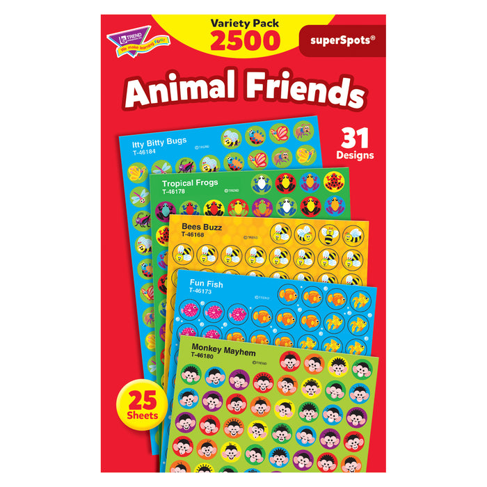 (3 Pk) Animal Friends Variety Pk Super Spots-shapes Stickers