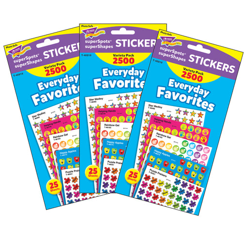 (3 Pk) Everyday Favorites Variety Pk Superspots-shapes Stickers