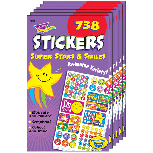 (6 Ea) Sticker Pad Super Stars & Smiles