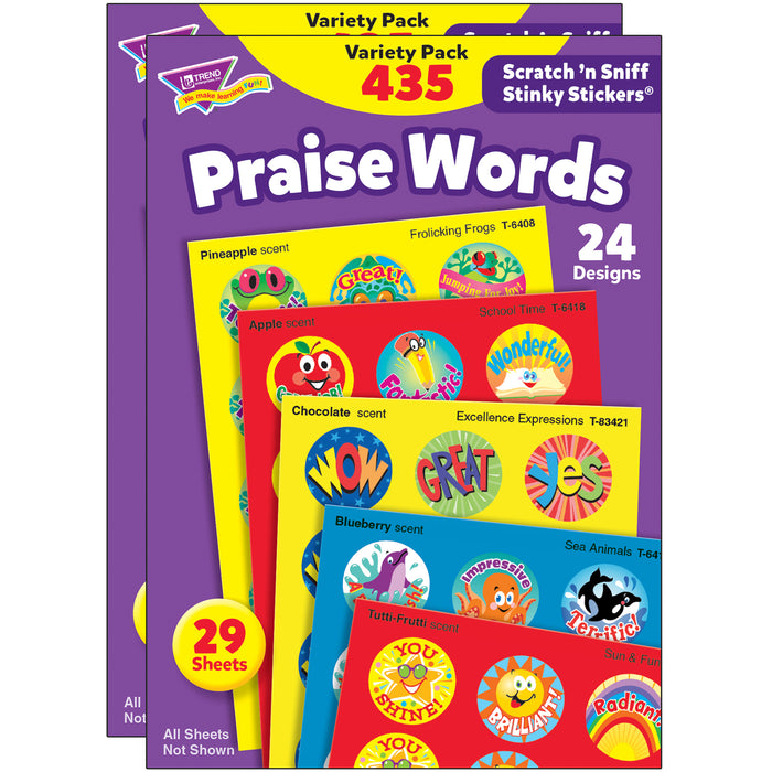 (2 Pk) Stinky Stickers Praise Words 435 Pr Pk Jmb Acid-free Variety Pk