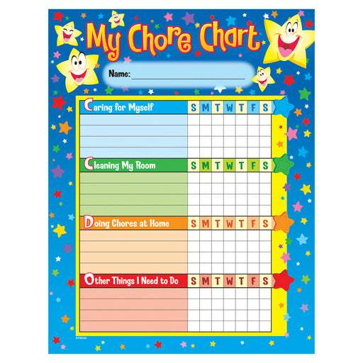 (3 Pk) Chore Charts Stars 25 Per Pk 8.5x11