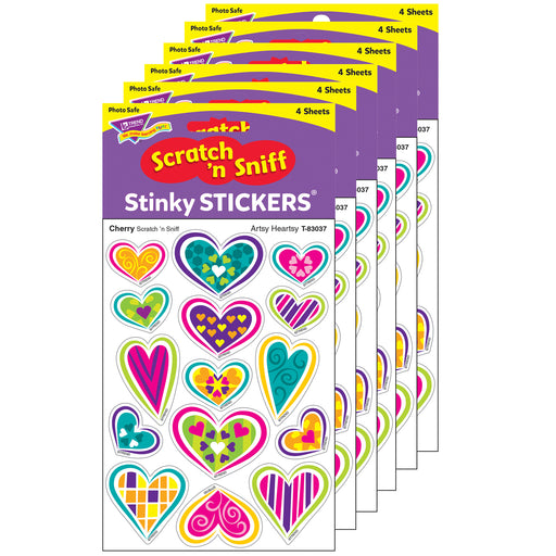 (6 Pk) Artsy Heartsy-cherry Shapes Stinky Stickers