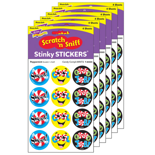 (6 Pk) Candy Complimints-peppermnt Stinky Stickers