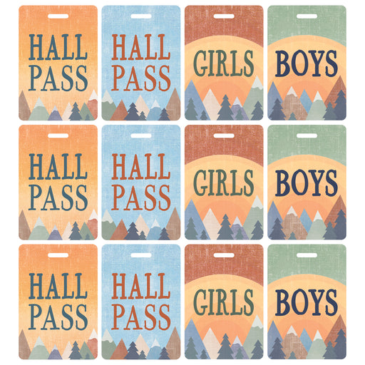 Moving Mountains Hall Pass with Lanyard, 4 Per Pack, 3 Packs