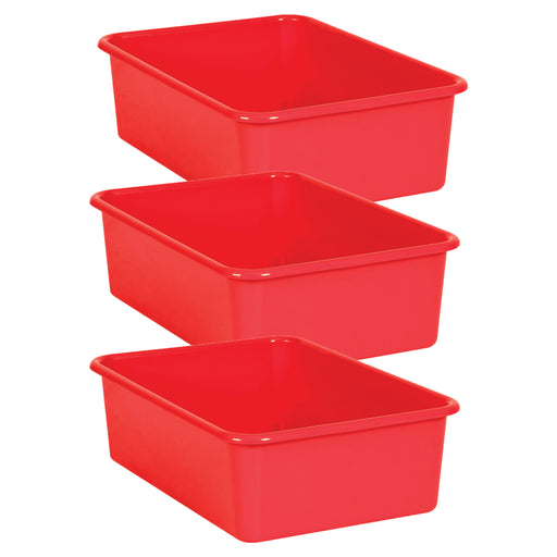 (3 Ea) Red Large Plastic Storage Bin