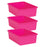 (3 Ea) Pink Large Plastic Storage Bin