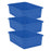 (3 Ea) Blue Large Plastic Storage Bin