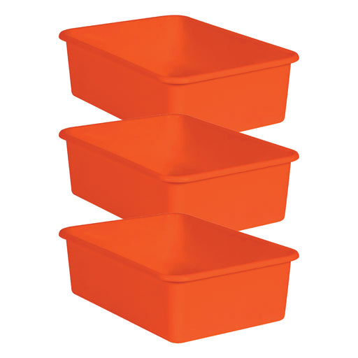 (3 Ea) Orange Large Plastc Storage Bin