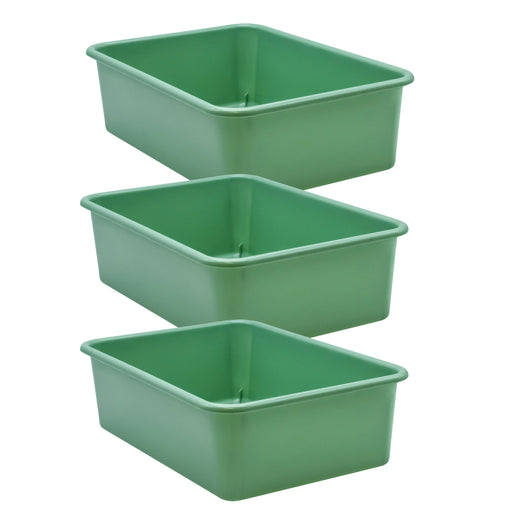(3 Ea) Green Large Plastic Storage Bin