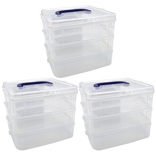 (3 St) Stackable 3 Tier Containers Clear