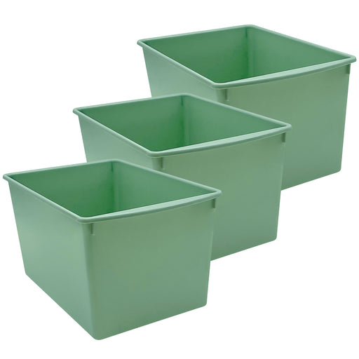 Plastic Multi-Purpose Bin, Eucalyptus Green, Pack of 3