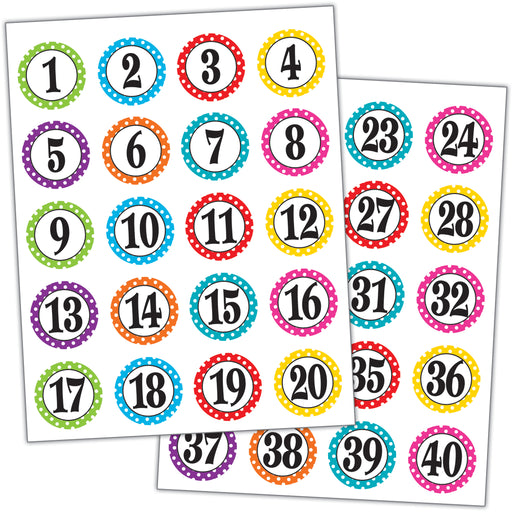 (6 Pk) Polka Dots Numbers Stickers