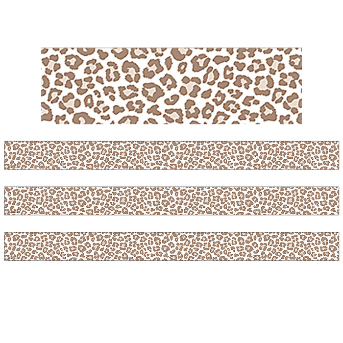 (6 Pk) Blush Leopard Print Straight Border