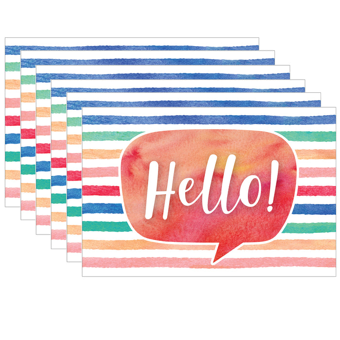 (6 Pk) Watercolor Hello Postcards