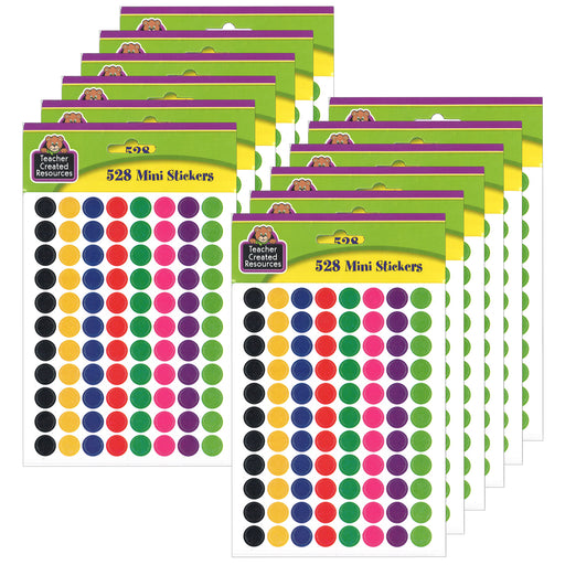 (12 Pk) Colorful Circles Mini Stickers