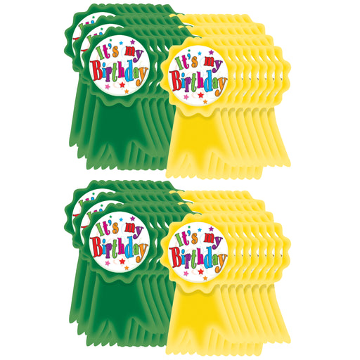 (6 Pk) Birthday Ribbons Wear Em Badges