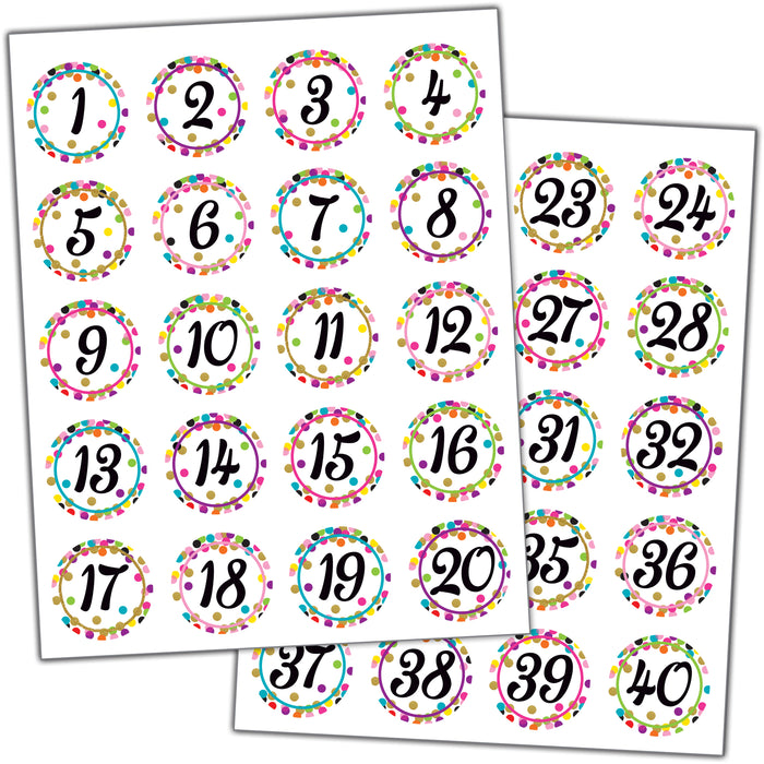 (6 Pk) Confetti Numbers Stickers