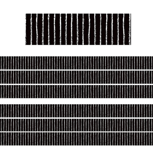 Black With White Pinstripes Straight Border Trim, 35 Feet Per Pack, 6 Packs