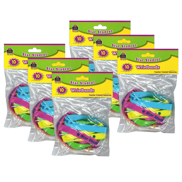 (6 Pk) Star Student Wristbands 10 Per Pk