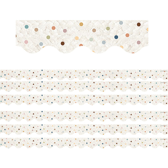 Everyone is Welcome Dots Scalloped Border Trim, 35 Feet Per Pack, 6 Packs