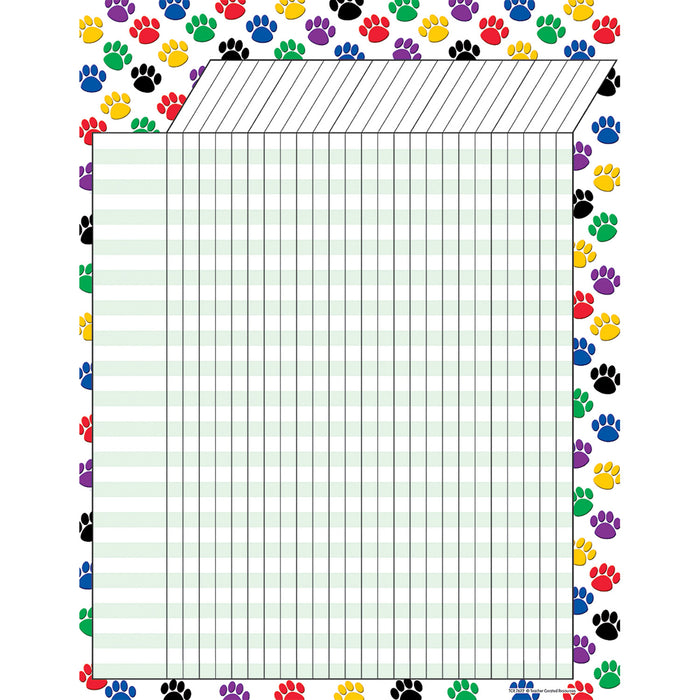 (6 Ea) Colorful Paw Prints Incentive Chart 17x22