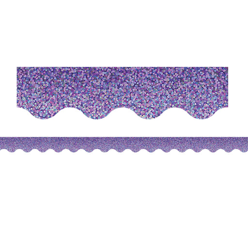 (6 Pk) Purple Sparkle Scalloped Border