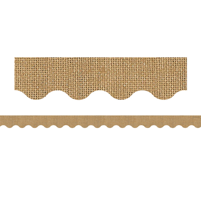 (3 Pk) Burlap Scalloped Rolled Border Trim