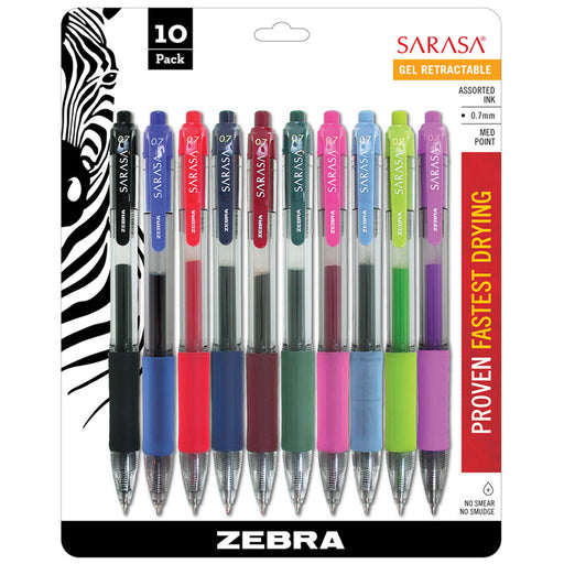 Sarasa 10pk Asstd Gel Retractable Roller Ball Ink Pens