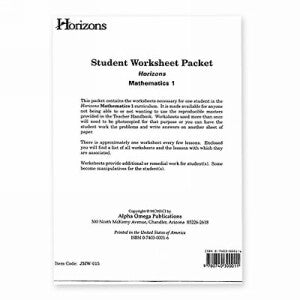 Horizon Mathematics 1 Student worksheet packet