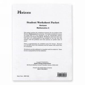 Horizon Mathematics 3 Student worksheet packet