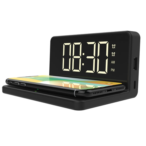 Qfx Fast Wireless Charger With Dual Alarm Clock