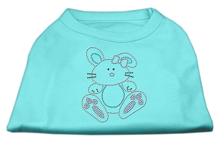 Bunny Rhinestone Dog Shirt Aqua Lg (14)